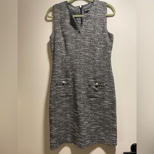 Karl Lagerfeld B/W Tweed Mini Dress with Pearl Button | Size 8